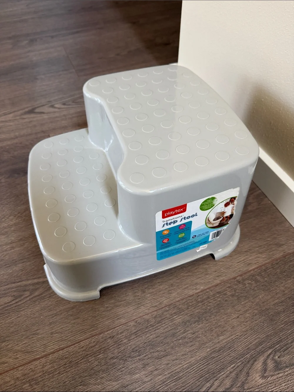 Playtex Transitions Step Stool Gray Toddler Bathroom Non-Slip Stepping Stool